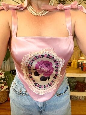 New! Sugar Thrillz DELICATE ROSE CORSET TOP Dolls Kill Size Medium